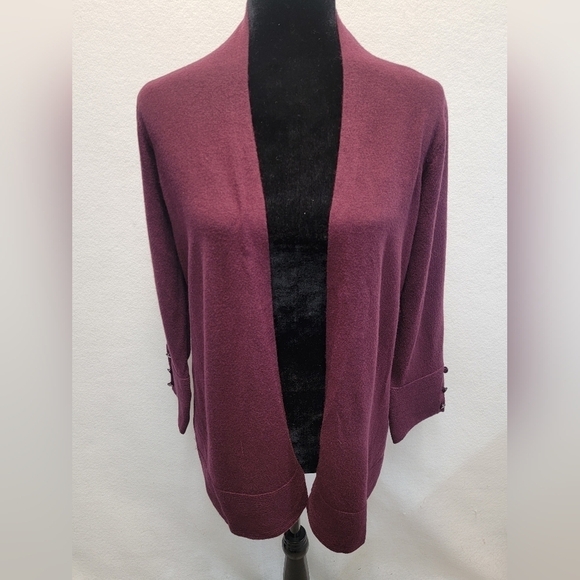 EVOLUTION BY CYRUS ANCHO CHILI Burgandy Open Front Cardigan/Sweater Medium - Picture 10 of 12